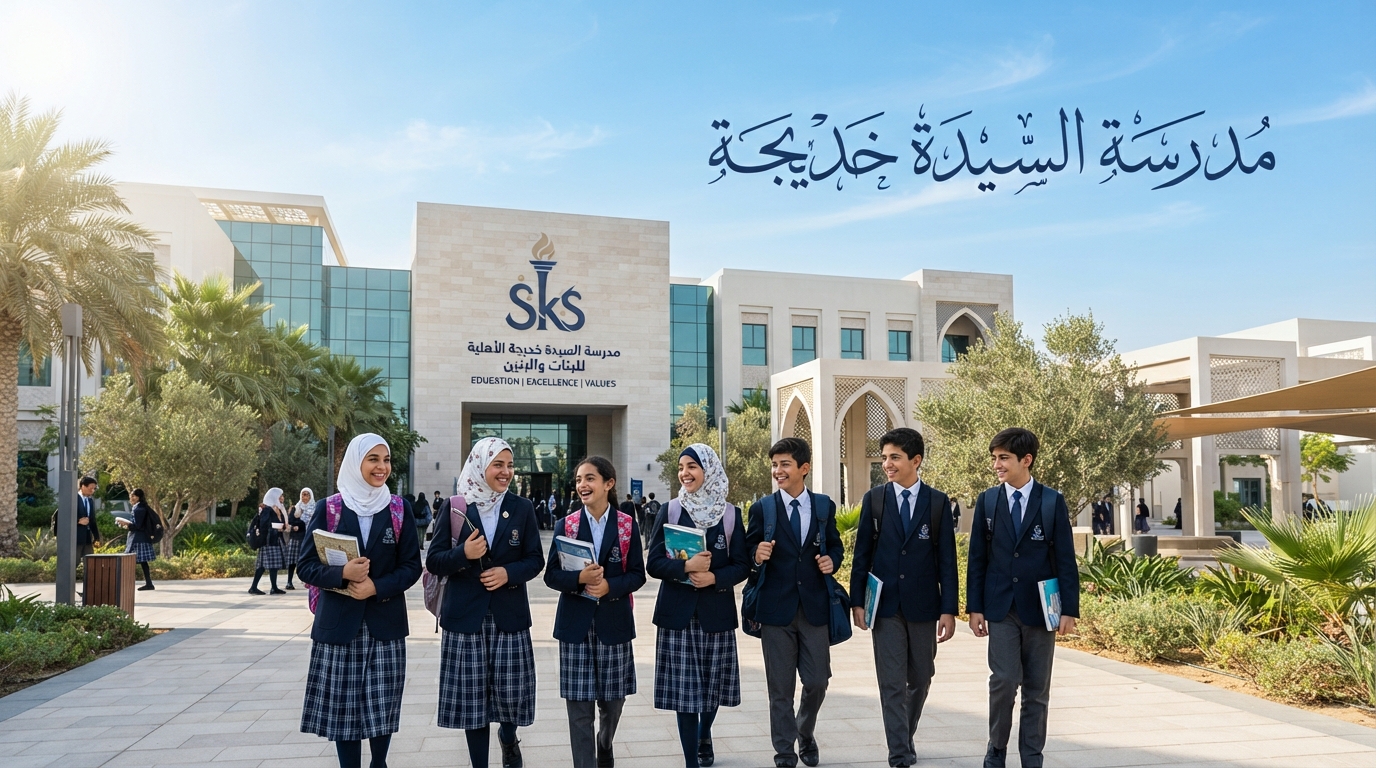 مدرسة حديثة وكتب وقبعة تخرج